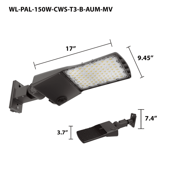 Pontrade | LED Premium Area/Parking Lot Light, 20,400 Lumen Max, Wattage and CCT Selectable, Includes T3, T4, T5 Optics, 120-277V