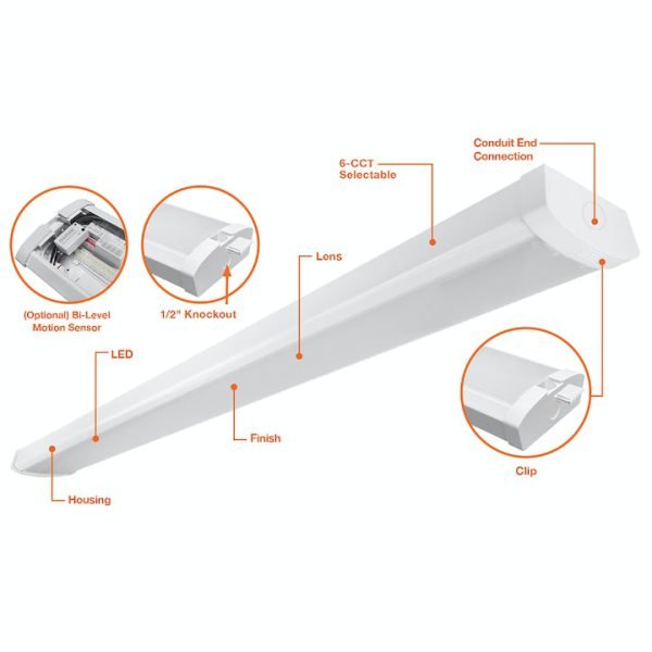 Pontrade | 2FT Frosted LED Wrap Light, 2760 Lumen Max, Wattage and CCT Selectable, 120-277V