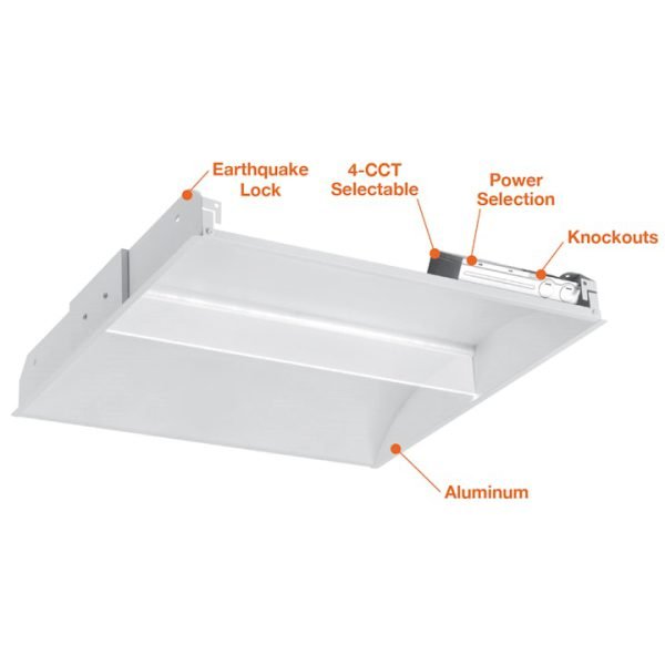 Pontrade | 2PK 2x2 Thin LuxLume Troffer: ARCY-Line, 4800 Lumen Max, Wattage and CCT Selectable, 120-277V