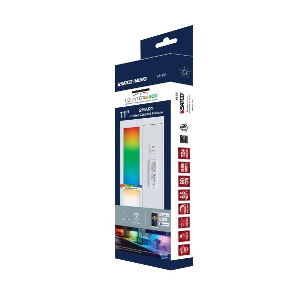 Pontrade | 11 Inch LED Under Cabinet Light, SMART Starfish, RGB and Tunable White, White Finish