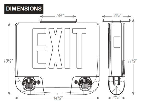 Pontrade | LED Die-Cast Exit/Emergency Combo, Red or Green Lettering, White Housing, Single Face