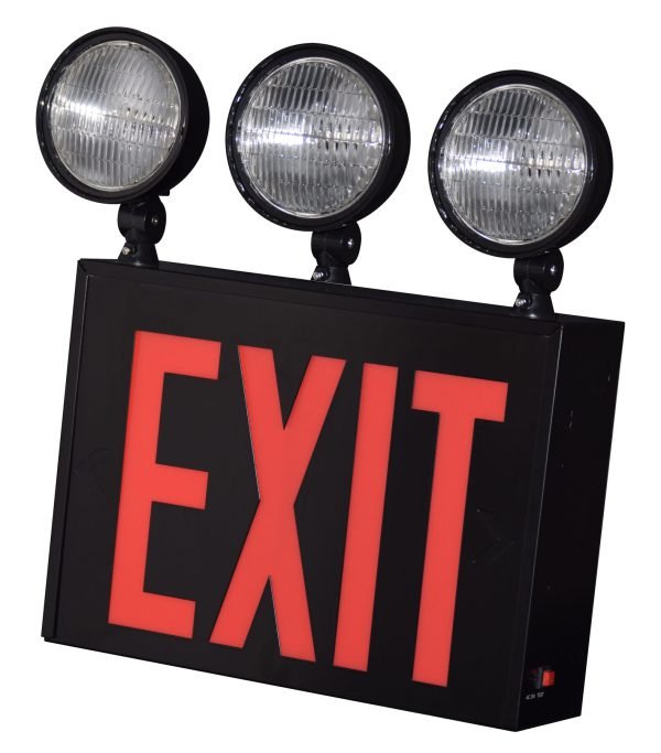 Pontrade | New York City Approved LED Exit/Emergency Combo, 2/3 Heads, Single Face