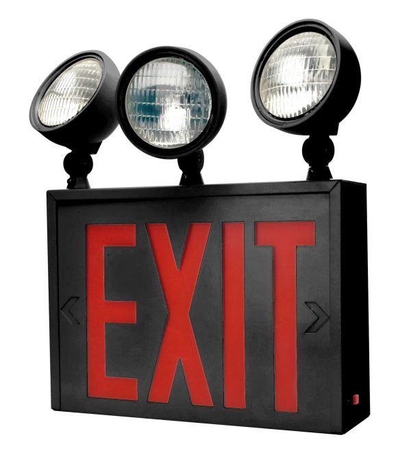Pontrade | New York City Approved LED Exit/Emergency Combo, 2/3 Heads, Single Face