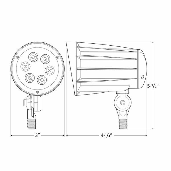 Pontrade | LED Bullet Flood Light, 15 Watt, 1900 Lumens, 3000K or 5000K, Knuckle Mount, 120-277V
