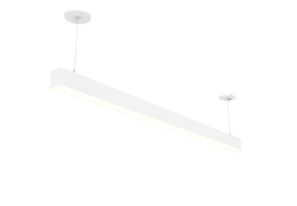 Pontrade | 6 FT LED Direct/Indirect Suspended Linear Fixture G2, 7000 Lumen Max, Wattage and CCT Selectable, 120-277V, Black or White Finish