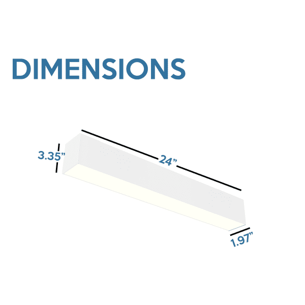 Pontrade | 2 FT LED Linear Fixture G2, 2200 Lumen Max, 20W, CCT Selectable, 120-277V, Black or White Finish