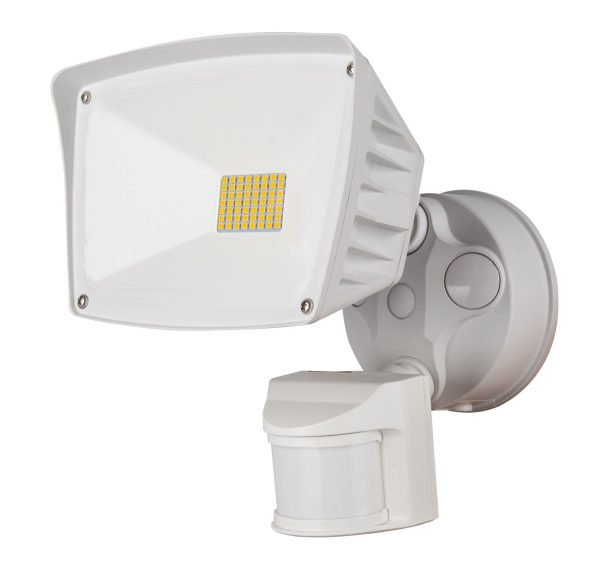 Pontrade | 1 Head LED Security Light w/ PIR Sensor, 28 watt, 120V, Bronze or White Finish, 3000K or 5000K CCT