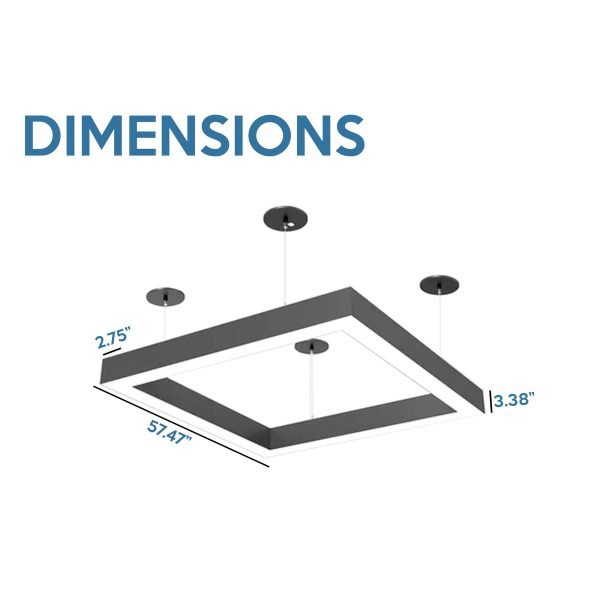Pontrade | 4x4 Square Pattern LED Linear Direct/Indirect Pendant Fixture, 29,900 Lumens, 260 Watt, 120-277V, 4CCT Selectable, White or Black Finish