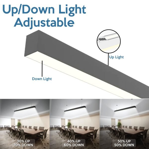 Pontrade | 6 FT LED Direct/Indirect Suspended Linear Fixture G2, 7000 Lumen Max, Wattage and CCT Selectable, 120-277V, Black or White Finish