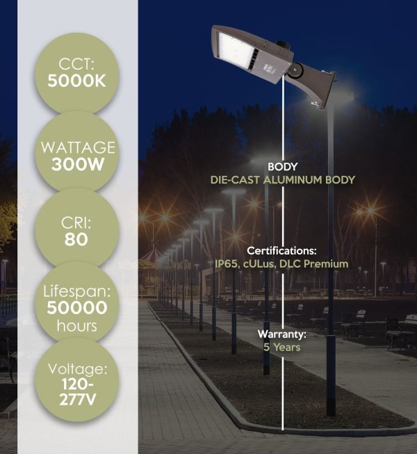 Pontrade | The Quasar G3 LED  Area/Parking Lot Light, 39,900 Lumens, 300W, 5000K, 120-277V, Bronze Finish