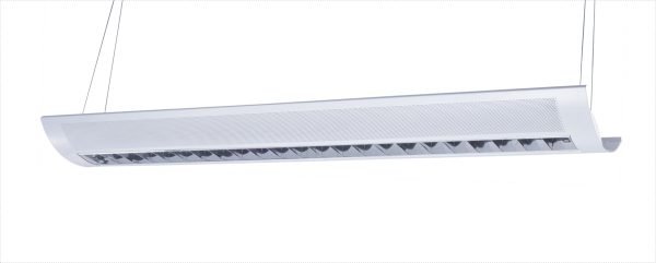 Pontrade | 4 Foot LED Direct/Indirect Grille Fixture With Metal Shade, 50W, 120-277V, CCT Selectable 3500K / 4000K / 5000K