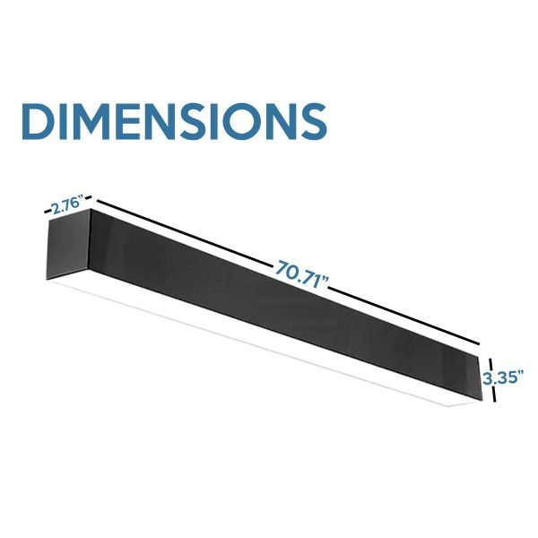 Pontrade | 6 FT LED Direct/Indirect Suspended Linear Fixture G2, 7000 Lumen Max, Wattage and CCT Selectable, 120-277V, Black or White Finish