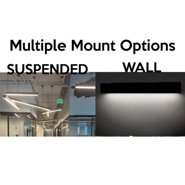 Pontrade | 6 FT LED Direct/Indirect Suspended Linear Fixture G2, 7000 Lumen Max, Wattage and CCT Selectable, 120-277V, Black or White Finish