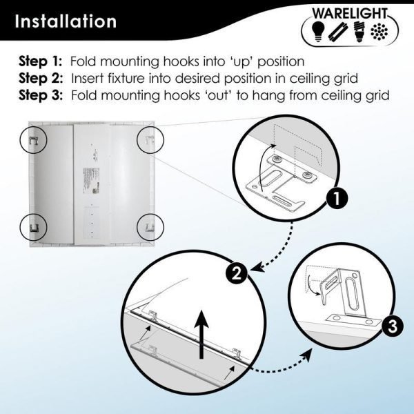 Pontrade | 2 Pk 2 x 2 Foot Center Basket Troffer, CCT Selectable 3000K/4000K/5000K, 20-35 Watt
