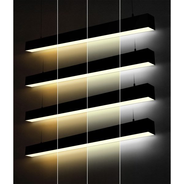Pontrade | 4x4 Square Pattern LED Linear Direct/Indirect Pendant Fixture, 29,900 Lumens, 260 Watt, 120-277V, 4CCT Selectable, White or Black Finish