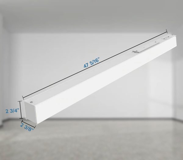 Pontrade | 4 FT Linear Suspended LED Beam, 4600 Lumen Max, 40W, CCT Selectable, 0-10V Dimmable, 120-277V, Transparent Frosted Housing, Power Feed Cable Included