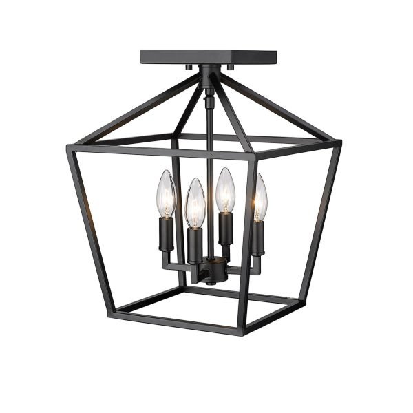 Pontrade | Millennium Lighting Four Light Semi Flush Mount Ceiling Light (Available in Matte Black, Modern Gold, Satin Nickel)