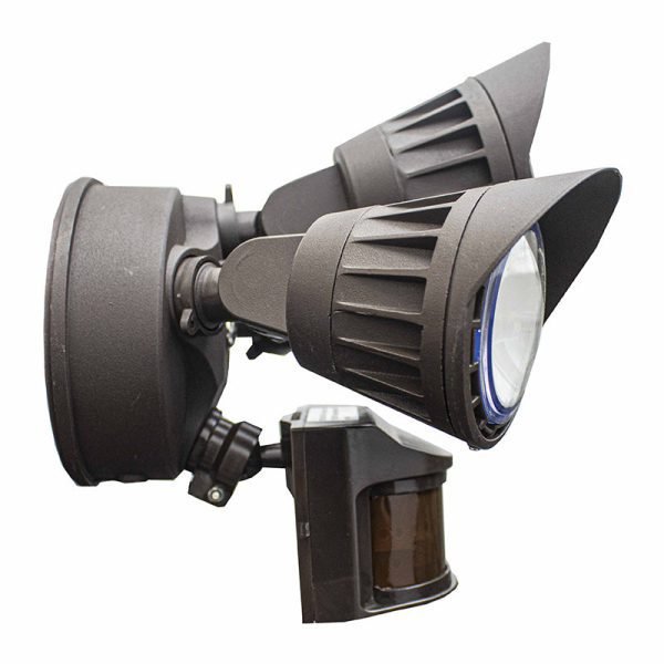 Pontrade | 3 Head LED Security Light, 2800 Lumens, 30 watt, 120V, CCT Selectable, Bronze or White Finish, With PIR Sensor